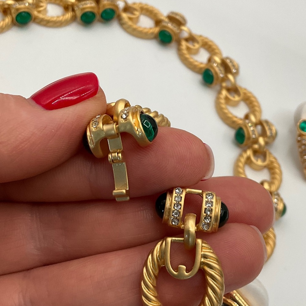 Anthropologie Gold and Green Necklace Set - Picture 4 of 6